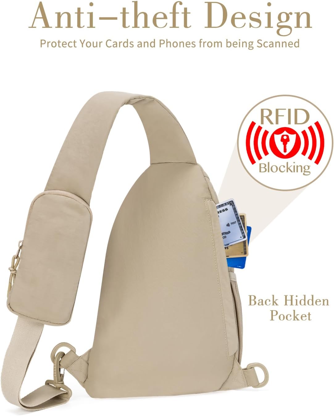 Sling Bag Nylon Crossbody Bags for Women with Anti-theft RFID Blocking Pocket Cross Body Purse Adjustable Shoulder Strap - Image 3