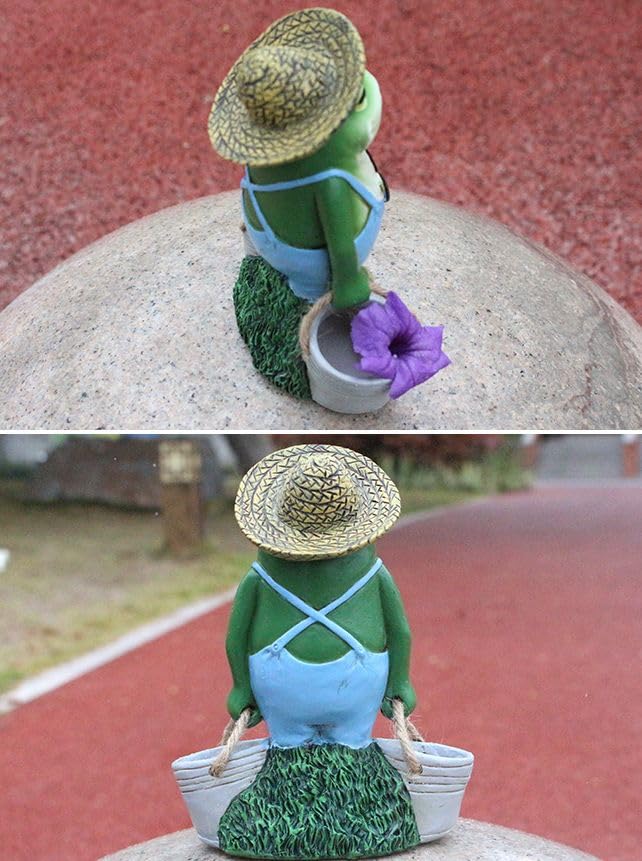 Amazon.co.jp: ガーデンオブジェ 置物 働くカエル 庭師 両手にバケツ