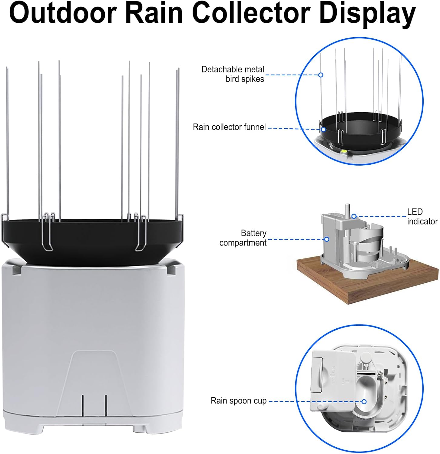 Urageuxy Wireless Rain Gauge Outdoor, Digital Rain Gauge with Self-Emptying Rain Collector, Monitoring Rainfall, Indoor/Outdoor Temperature, Min/Max Records, Alerts for Yard, Garden, Farm