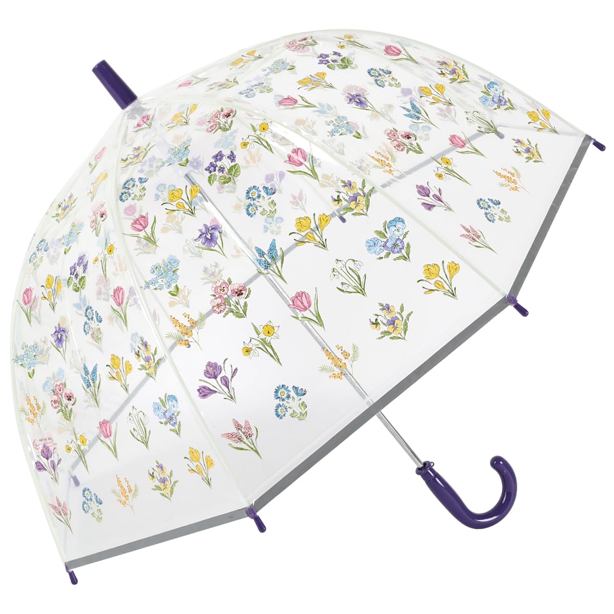 Childrens Floral Print Clear Dome Umbrella