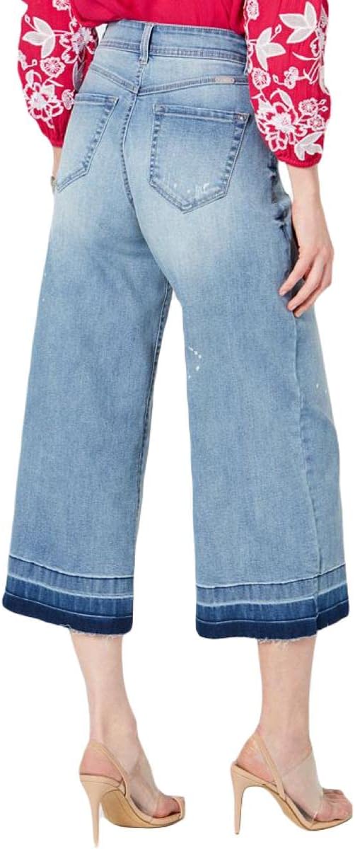 International Concepts Petite Cropped Wide Leg Released Hem Jeans