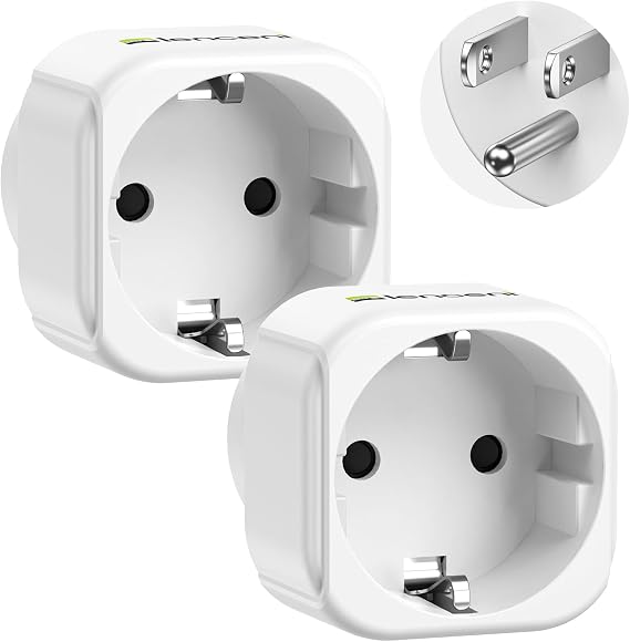 LENCENT 2 Pack Europe to US Plug Adapter,European to USA Adapter | American Outlet Plug Adapter, EU to US Adapter, Europe to USA Travel Plug Converter
