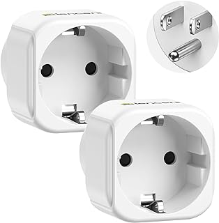 LENCENT 2 Pack Europe to US Plug Adapter,European to USA Adapter, American Outlet Plug Adapter, EU to US Adapter, Europe to USA Travel Plug Converter