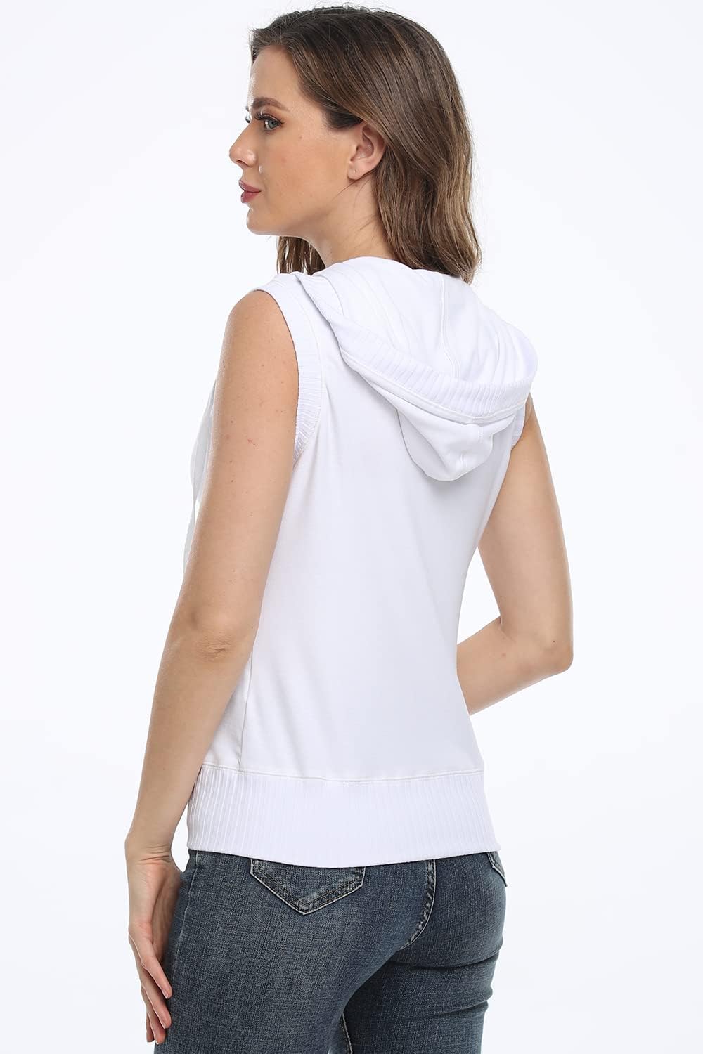 Dilgul Women's Sleeveless Hoodies Zip Up Hooded Vest Casual Sweatshirt with Kanga Pocket - Image 5