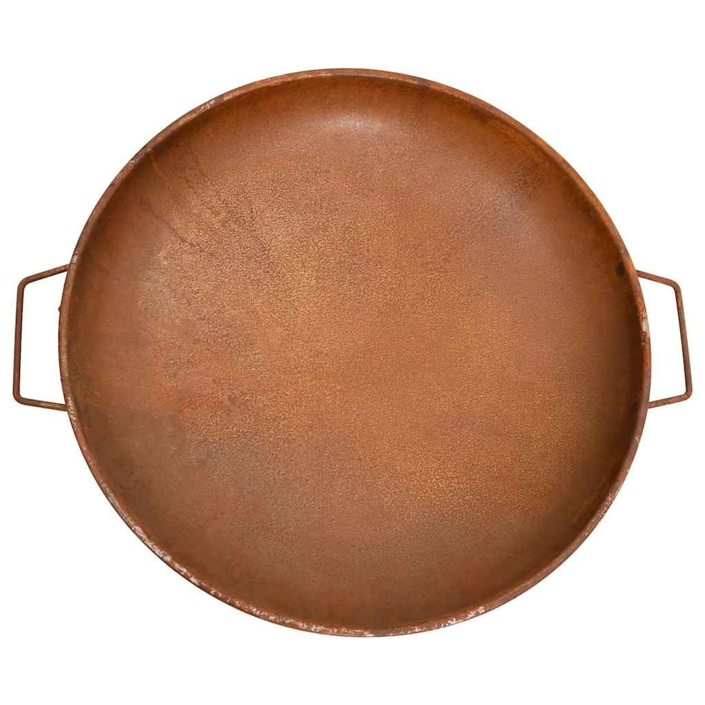 Feuerschale aus Stahl mit rustikaler Beschichtung 67,5x58x22,5 cm braun, für Garten und Terrasse, inklusive Tragegriffe, vielseitig nutzbar als Feuerstelle und Grillrost-Unterlage