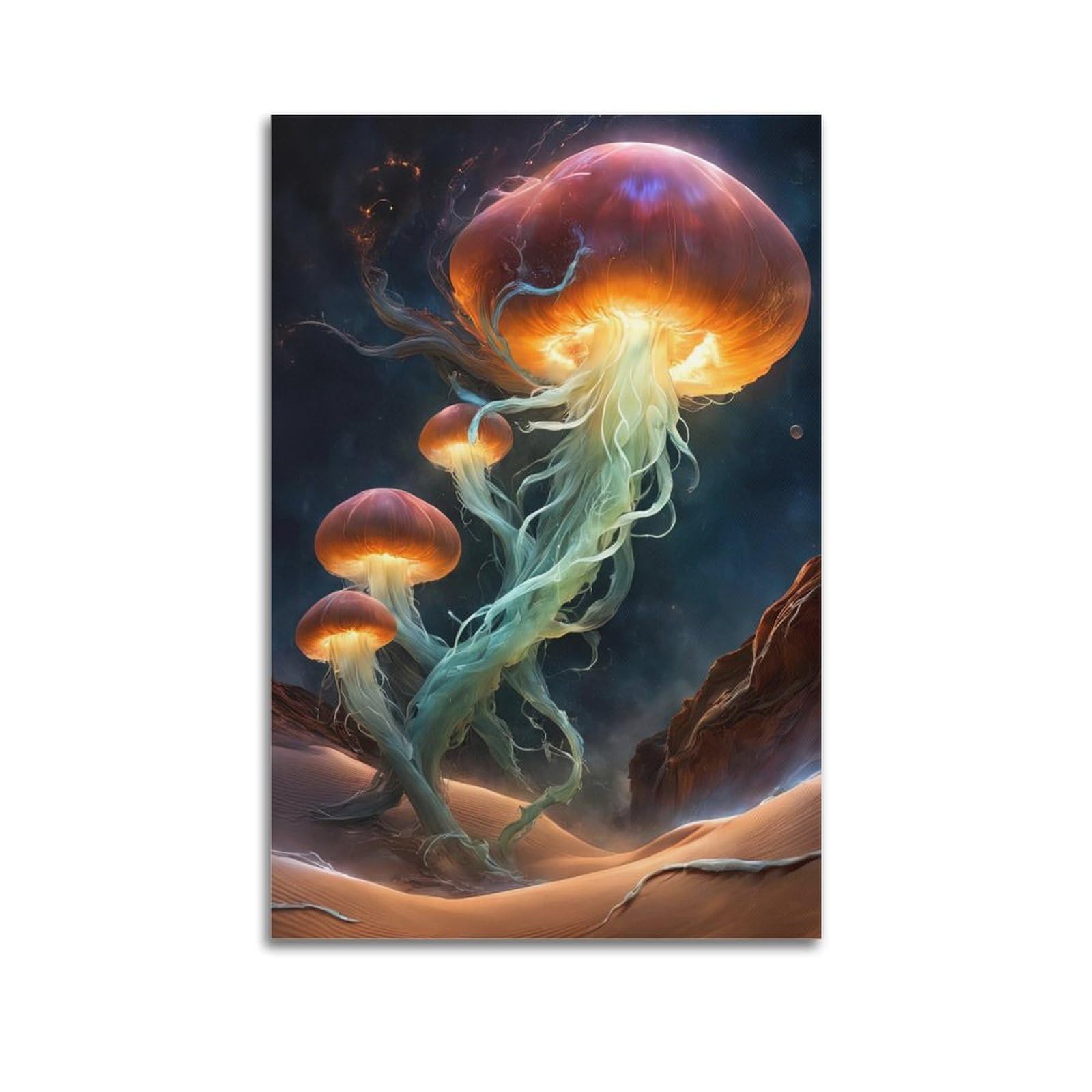 MJZLQN Marine Animal Poster Jellyfish in The Desert Poster Decorative Painting Canvas Wall Posters And Art Picture Print Modern Family Bedroom Decor Posters 20x30inch(50x75cm)