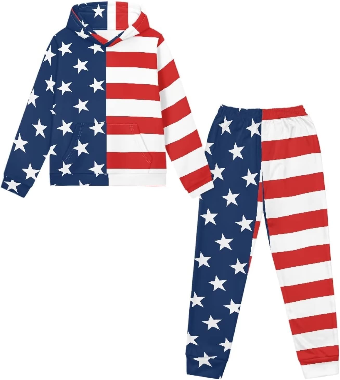 Biyejit 2 Piece Tracksuit Set Sweatshirt Set Long Sleeve Hooded Pullover Activewear Joggers Outfits for Boys Girls X-XL