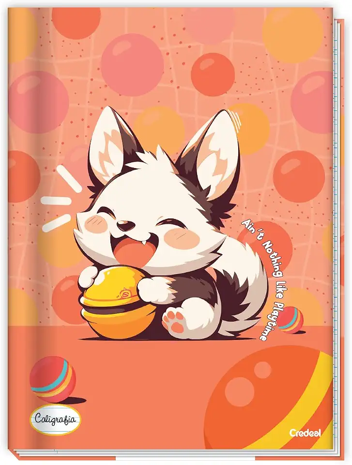 Caderno de Caligrafia Brochurão LALA Pets 40 folhas Tamanho 200x275mm Infantil Atividade Escolar Caderno Costurado (Laranja)
