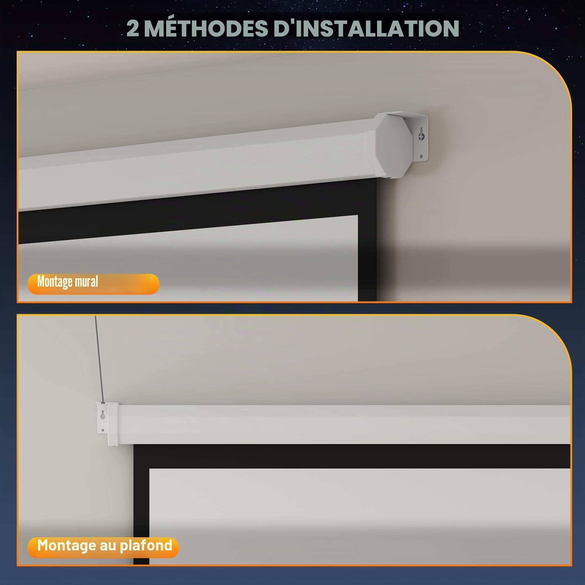 HOMCOM Écran de Projection 120" 1:1 223x8x223cm Blanc