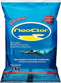 Cloro Orgânico Economic 1Kg Para Tratamento E Limpeza De Piscina Azulejo Vinil Fibra Neoclor