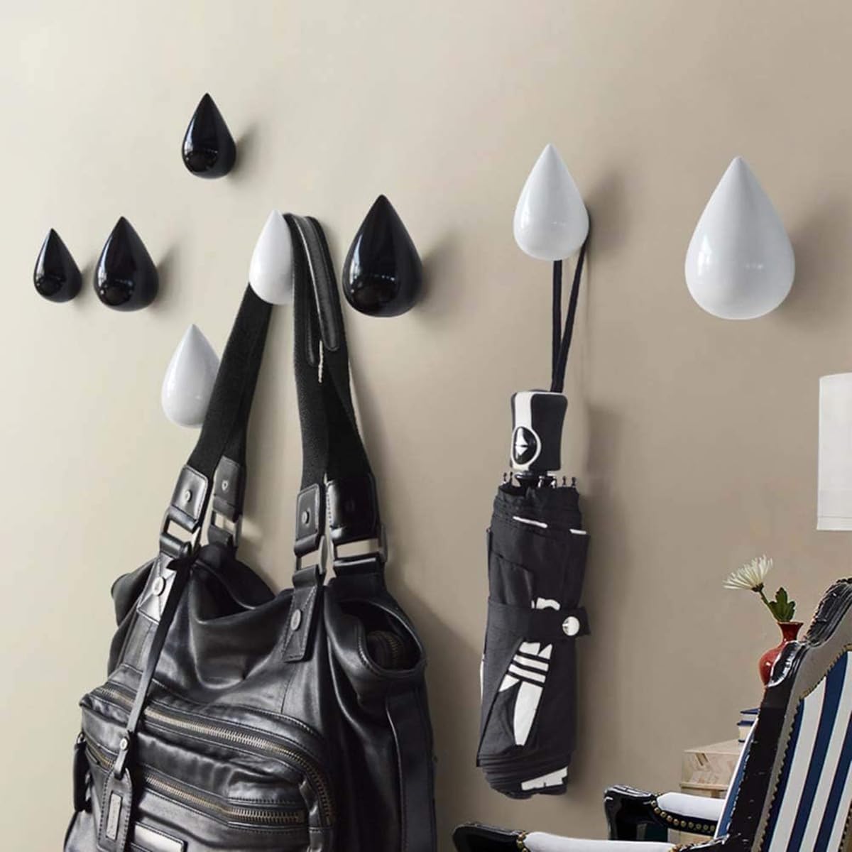 Water Drop Shaped Coat Hanger Wall Mounted Decorative Hooks Hat Rack for Hanging Bathroom Dressing Room Wall Decoration