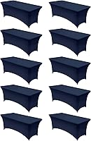 Vista 7 de Utopia Kitchen Mantel de spandex de 4 pies [1 unidad, blanco] 200 GSM elástico, ajustado, lavable y resistente a las arrugas, cubierta rectangular