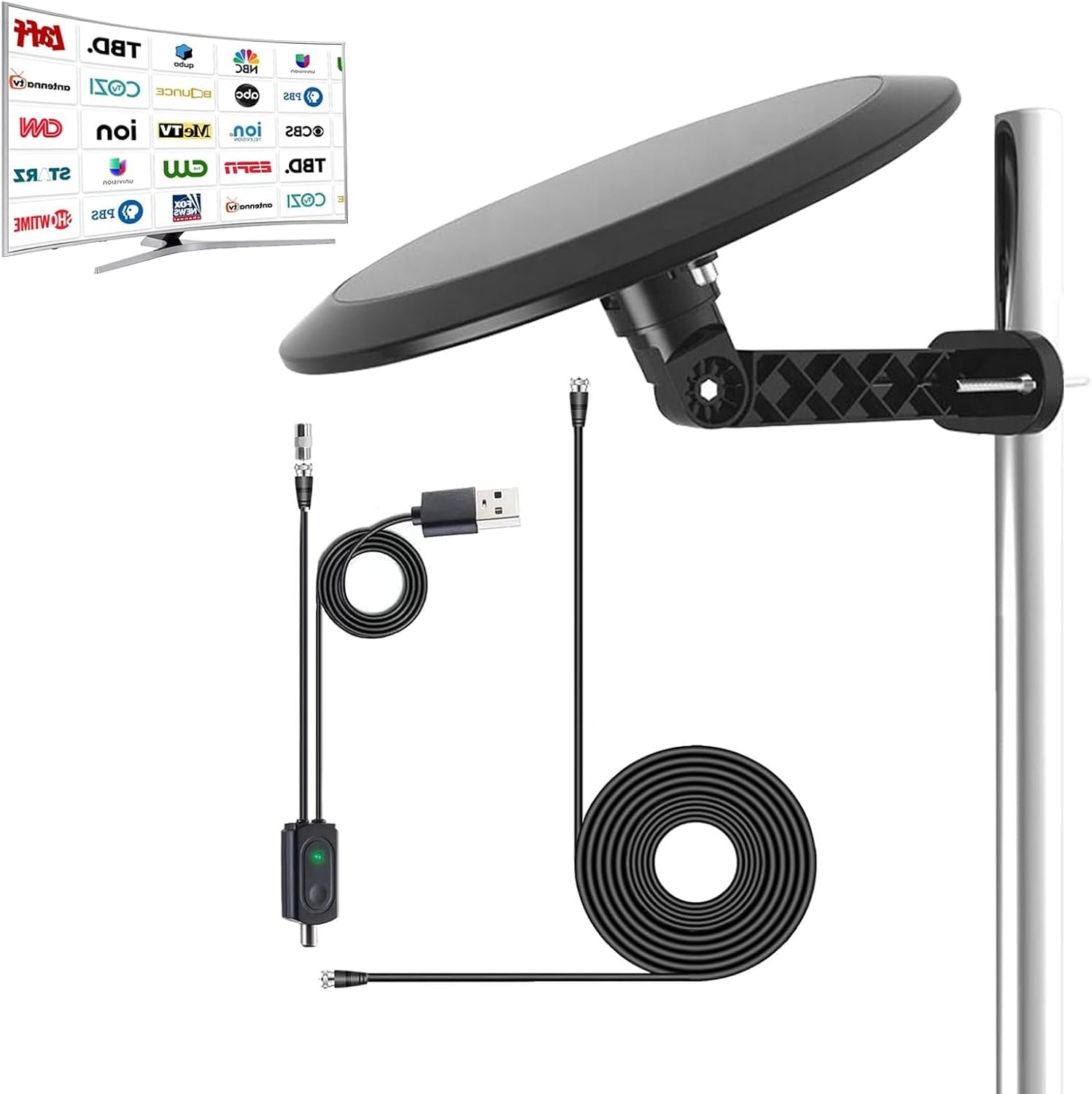 Outdoor TV Antenna for Smart TV, Omni Directional Long Range HDTV Antenna, with 35ft coaxial Cable, for Attic/Camping/RV/Boat