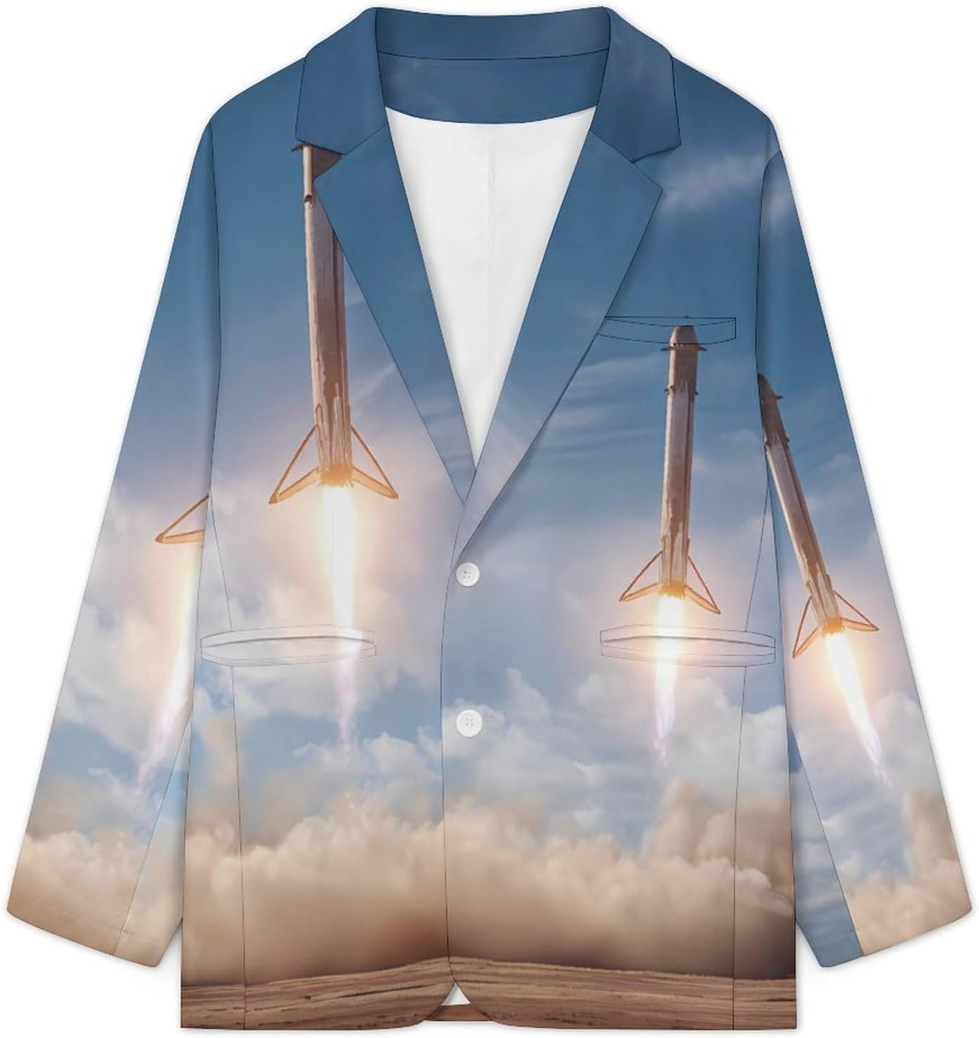 Spacees Falcon Heavy Boosters Landing Suit Jacket for Men Print Coat Jackets Dress Suits Party Wedding