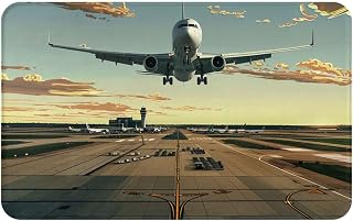 Airport Printed Non Slip Doormat 31.5x20 inch - Flannel Absorbent Front Doormat Entryway Rug Floor Mats for Home & Office