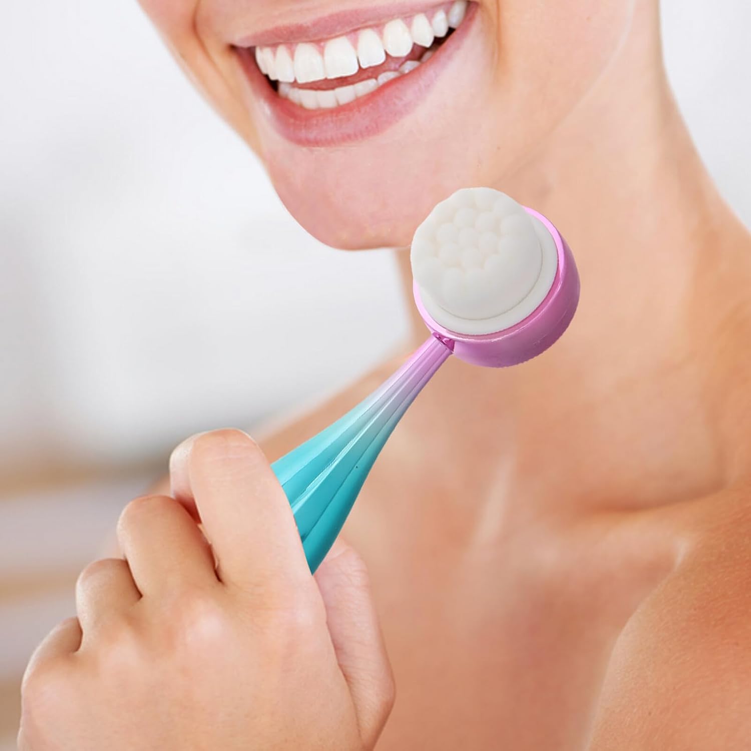 PRETYZOOM Dual-Sided Silicone Facial Cleansing Brush for Deep Exfoliation and Blackhead Removal Soft Manual Dry Brush for All Skin Types Lightweight Face Scrubber for Massage and