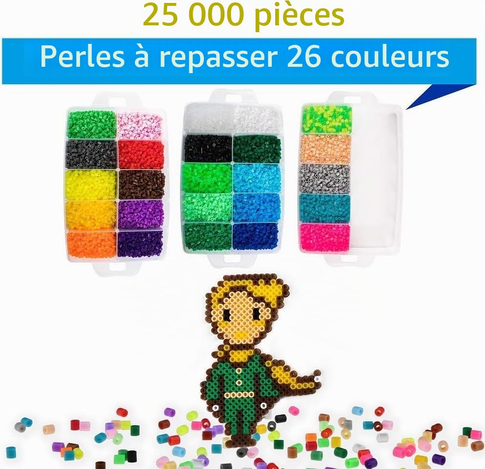 Plaque Perle A Repasser EIKEJI Lot De 1500 Grandes Perles à Repasser De 10 Mm Avec Plaques, 16