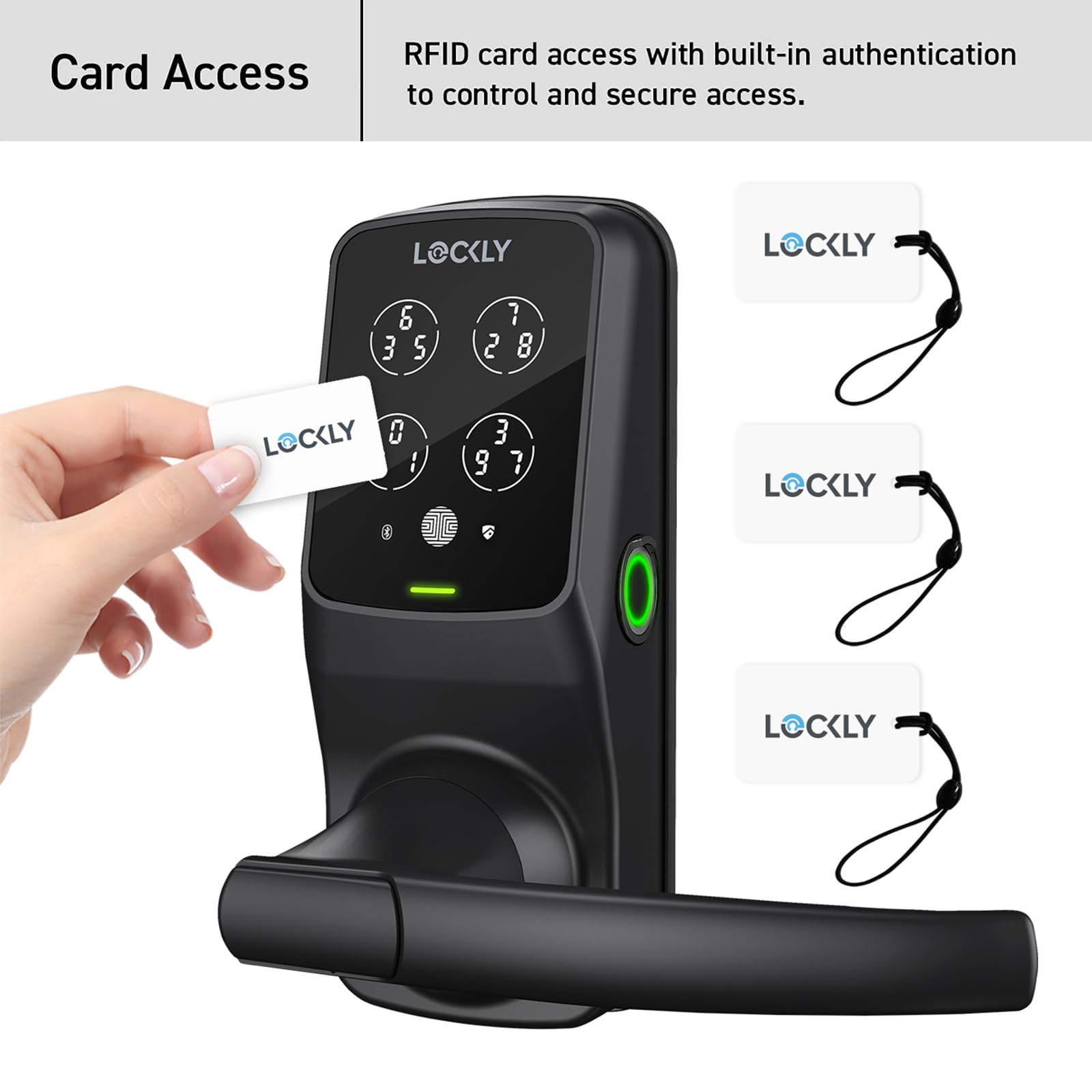 Lockly Smart RFID Cards, 13.56MHz RFID Key Fob RFID Card Smart Lock, Smart Card per serratura senza chiave - 3 pezzi bianco