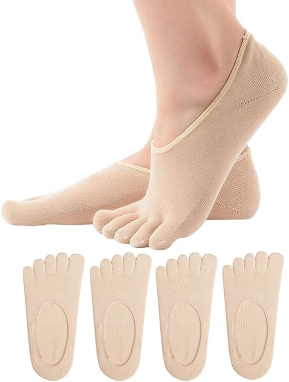 Womens Toe Socks Cotton Five Finger Socks No Show Toe Socks for Running