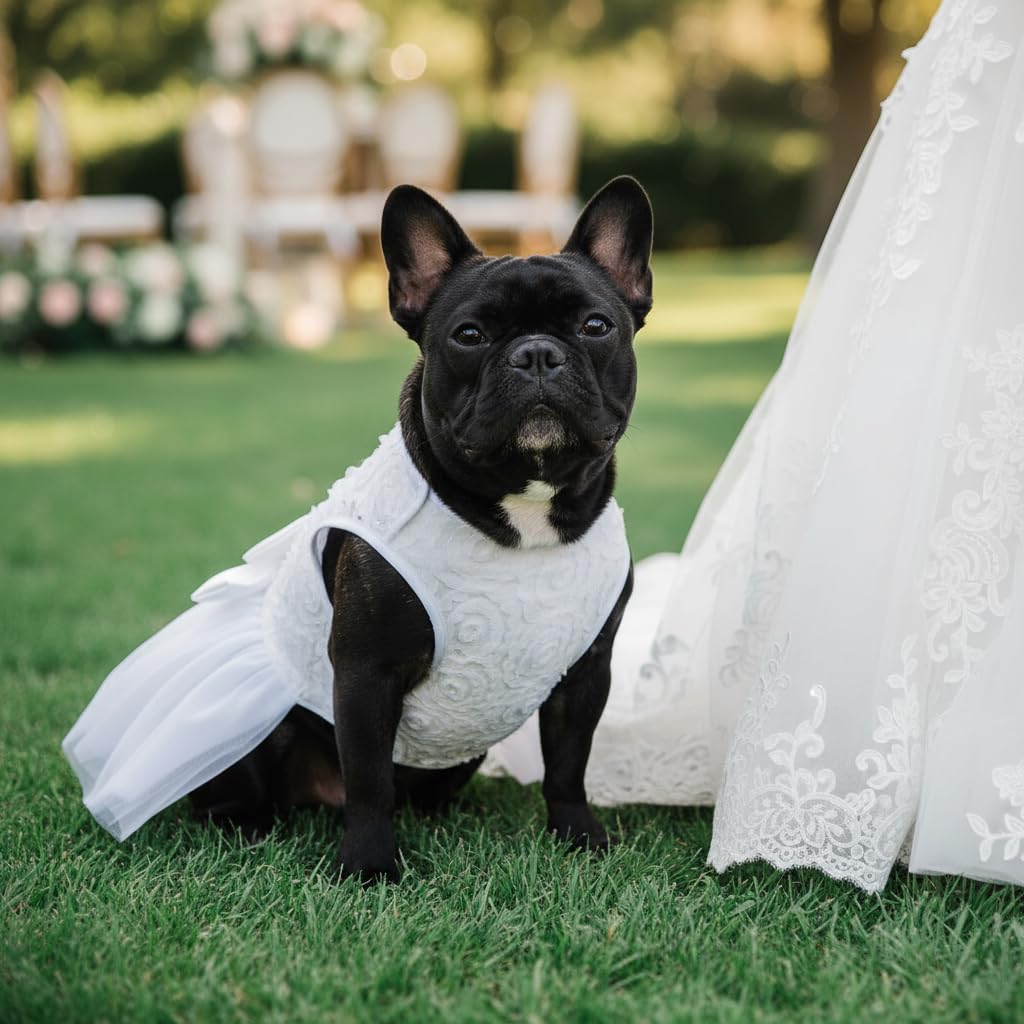 Abito da Sposa per Animali Domestici in Pizzo Bianco XS per Cani Piccola Taglia Gatti