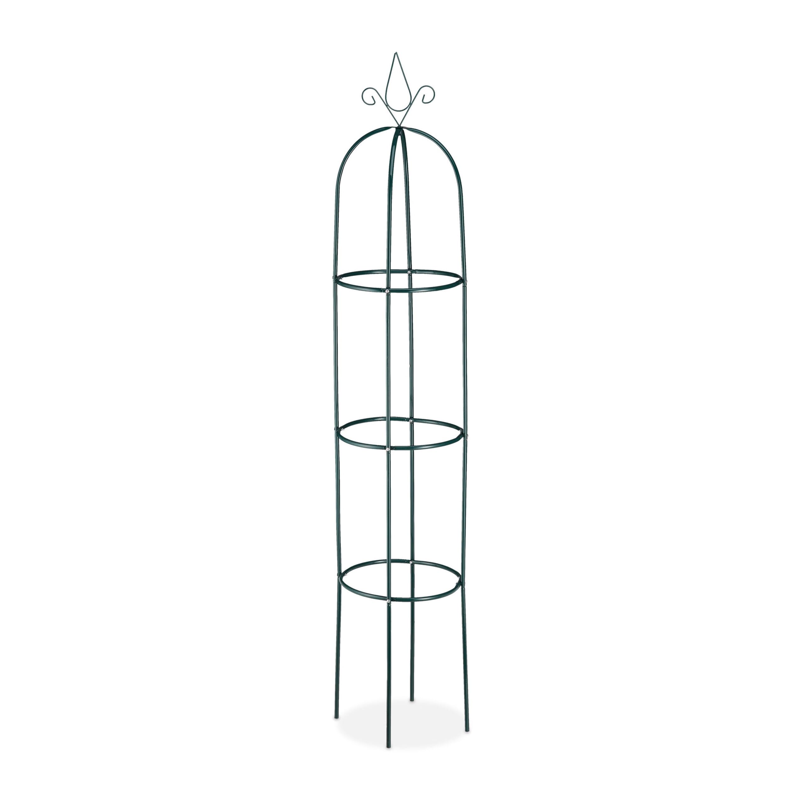 Relaxdays Supporti ad Obelisco per Rampicanti, Set da 2, Alti 200 cm, Graticolati per Piante, Rose Edere, Metallo, Verde