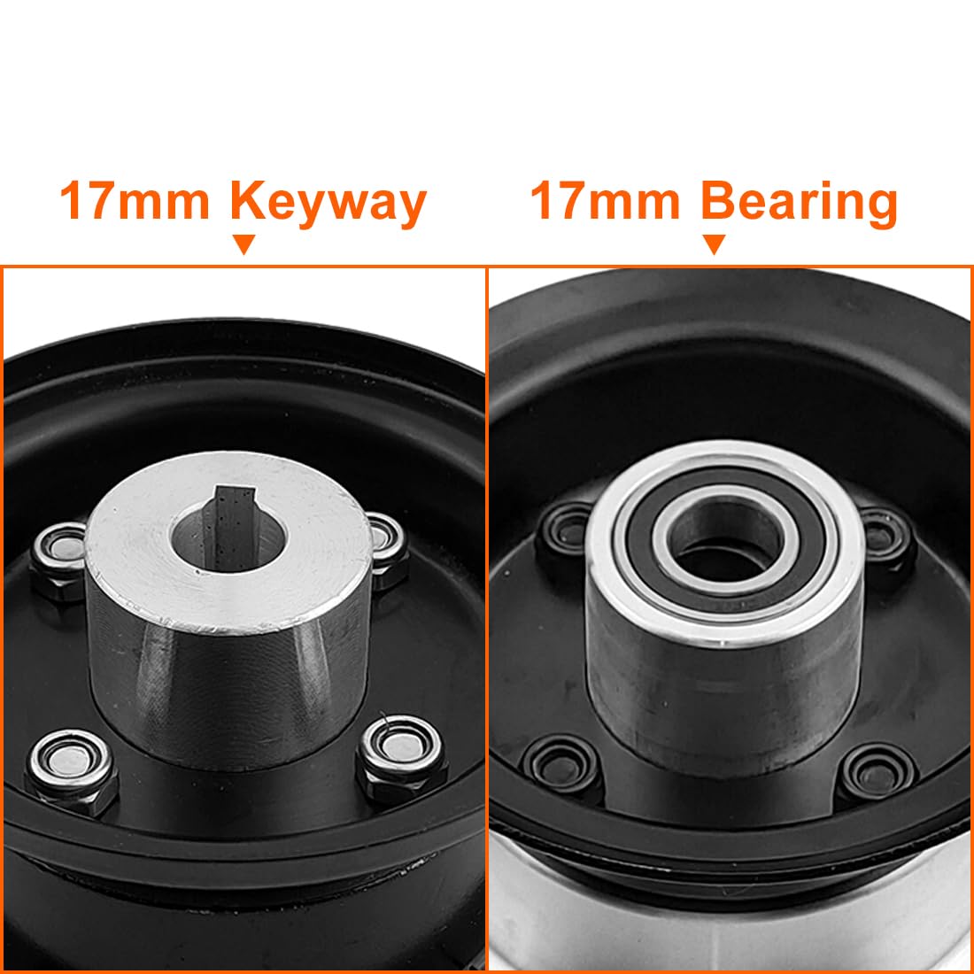 L-faster Rueda sólida de 10 Pulgadas, neumático sin Aire 4.10/3.50-4, Agujero de Eje de 17 mm, Cubo con Ranura en U de 6 mm para Kit de Motor de Carro de Mano