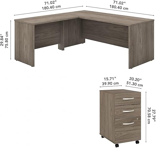 Miniatura 3 de Bush Business Furniture Escritorio Studio C, 72 pulgadas de ancho x 30 pulgadas de profundidad, nogal moderno
