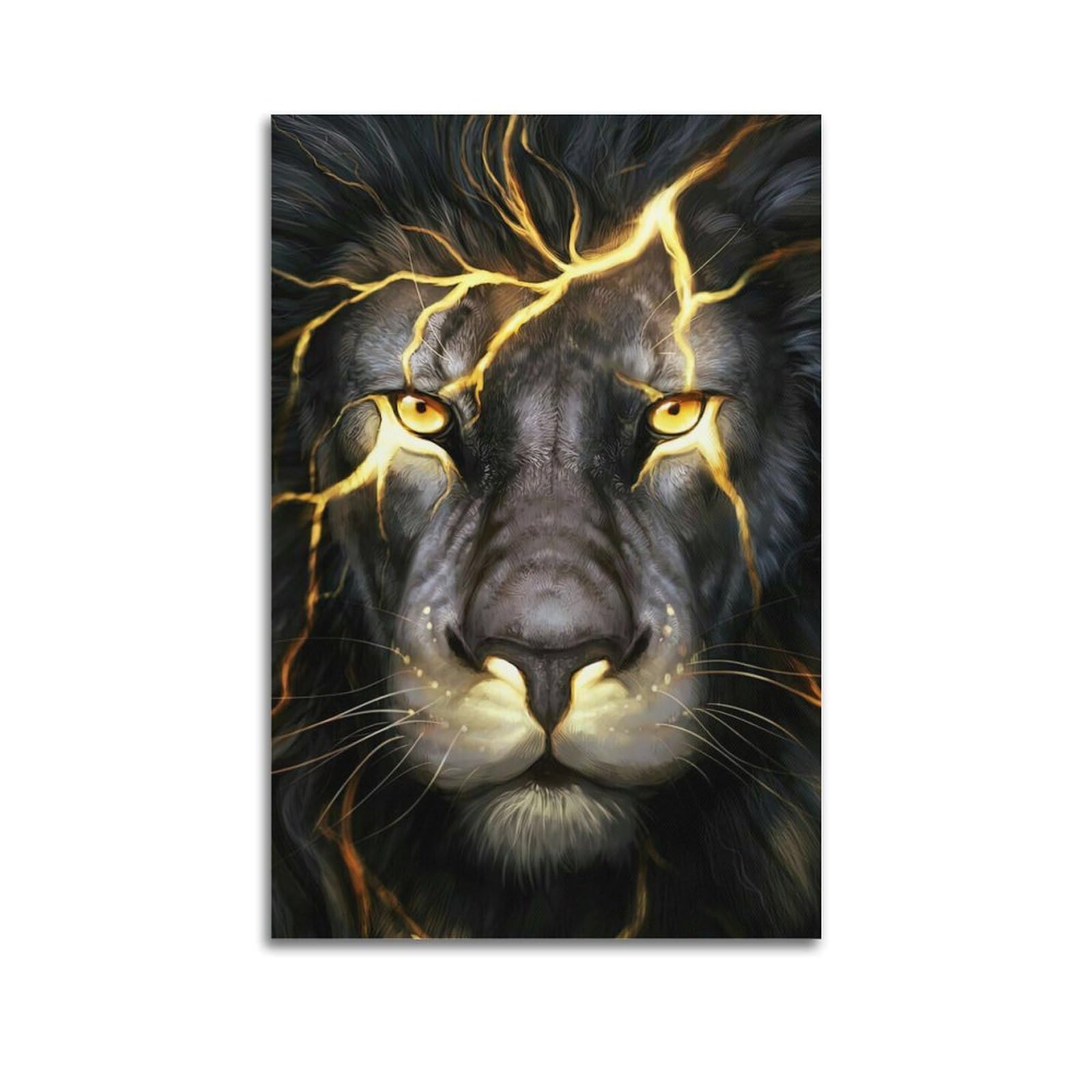 JTLFXY Animal Poster The Black Lion Poster Decorative Painting Canvas Wall Posters And Art Picture Print Modern Family Bedroom Decor Posters 20x30inch(50x75cm)