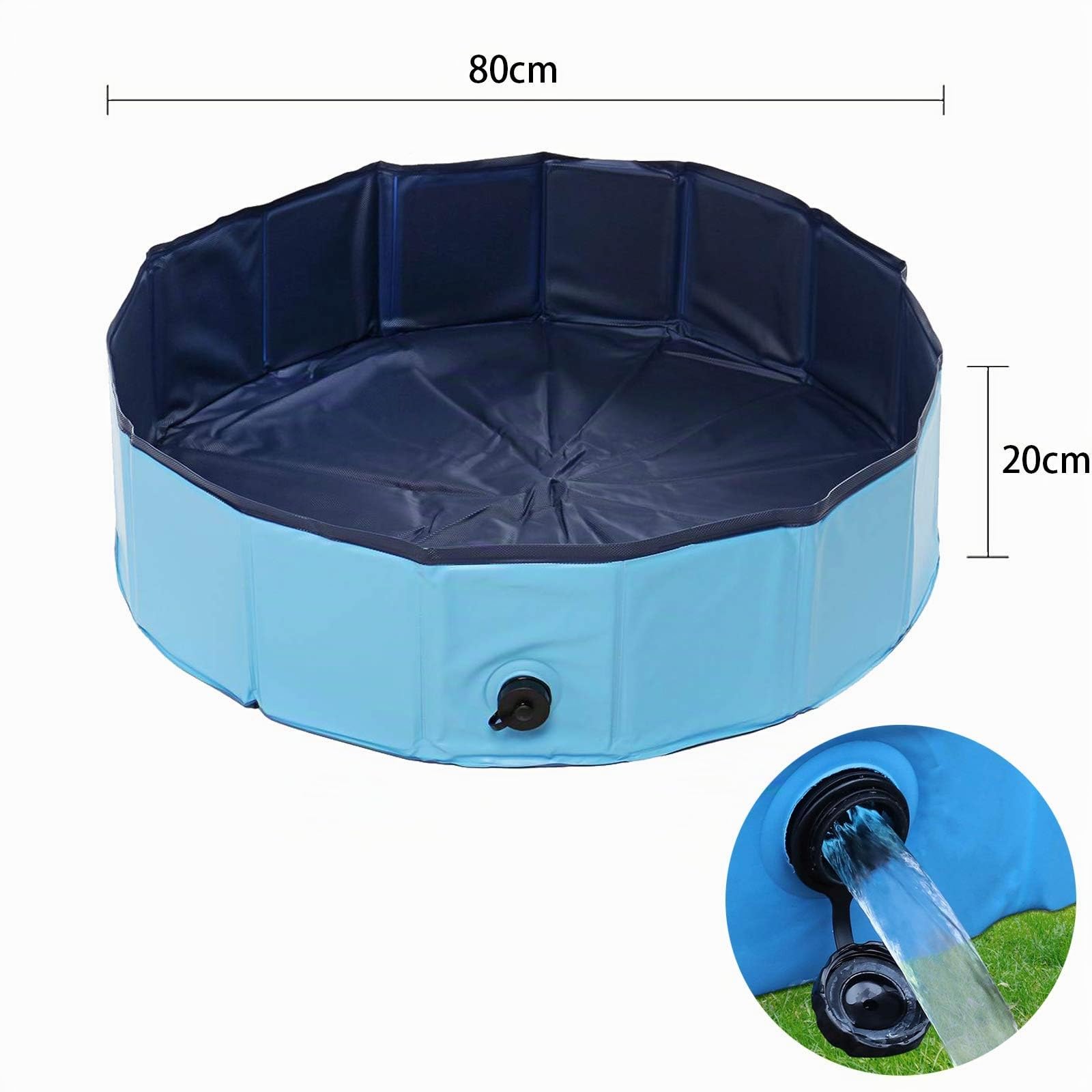 Jsdoin,Piscina plegable para perros, piscina portátil para niños, piscina de baño para mascotas, bañera para perros y gatos para jardín, patio y baño (80x20 cm)