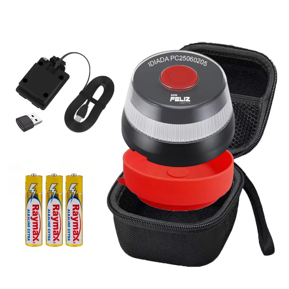 Kit de Baliza de Emergencia V16 homologada y geolocalizada DGT 3.0 (con ventosa + funda protectora + cable USB/tipo C + pilas), luz de emergencia V16 para coches y automoviles, conectividad hasta 2038