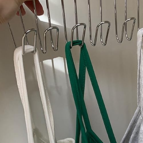 Miniatura 4 de plplaaoo Gancho para colgar bolsas, ganchos para bolsas de hierro, colgador multifuncional, sin perforaciones, con 8 ganchos, madera y acero