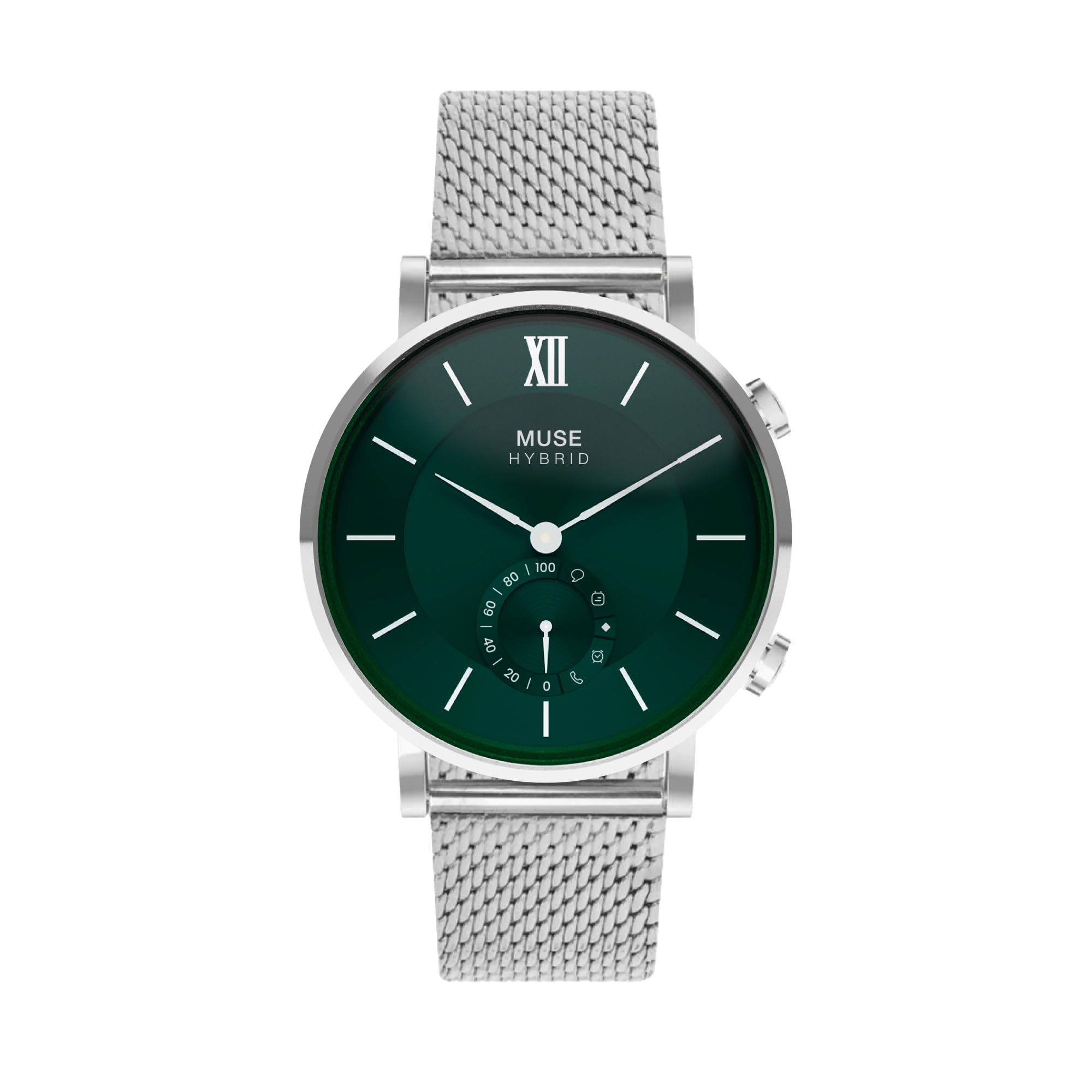 Muse Grandeur Milanese Edition Hybrid Smartwatch for Men & Women with Bluetooth Connectivity, Step Counter, Sleep Monitoring, 5ATM Water Resistant (40MM, Shiny Silver Green)-picture-12