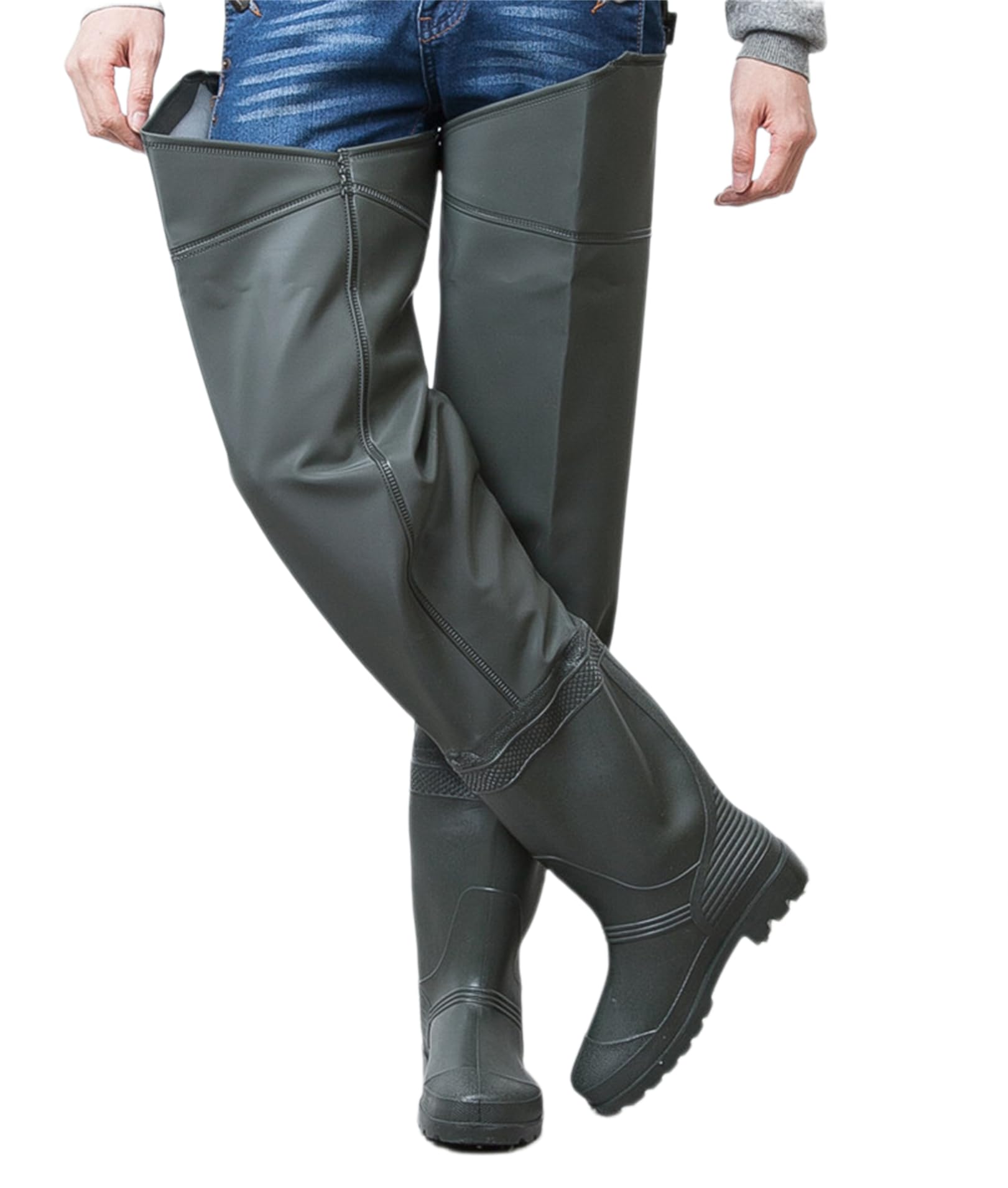 Stivali da Pioggia Alti da Uomo Regolabili Scarpe da Acqua Impermeabili Stivali Lunghi Trampolieri da Pesca in PVC Resistenti all'Usura per Scarpe Pesca Stivali Caccia Antiscivolo