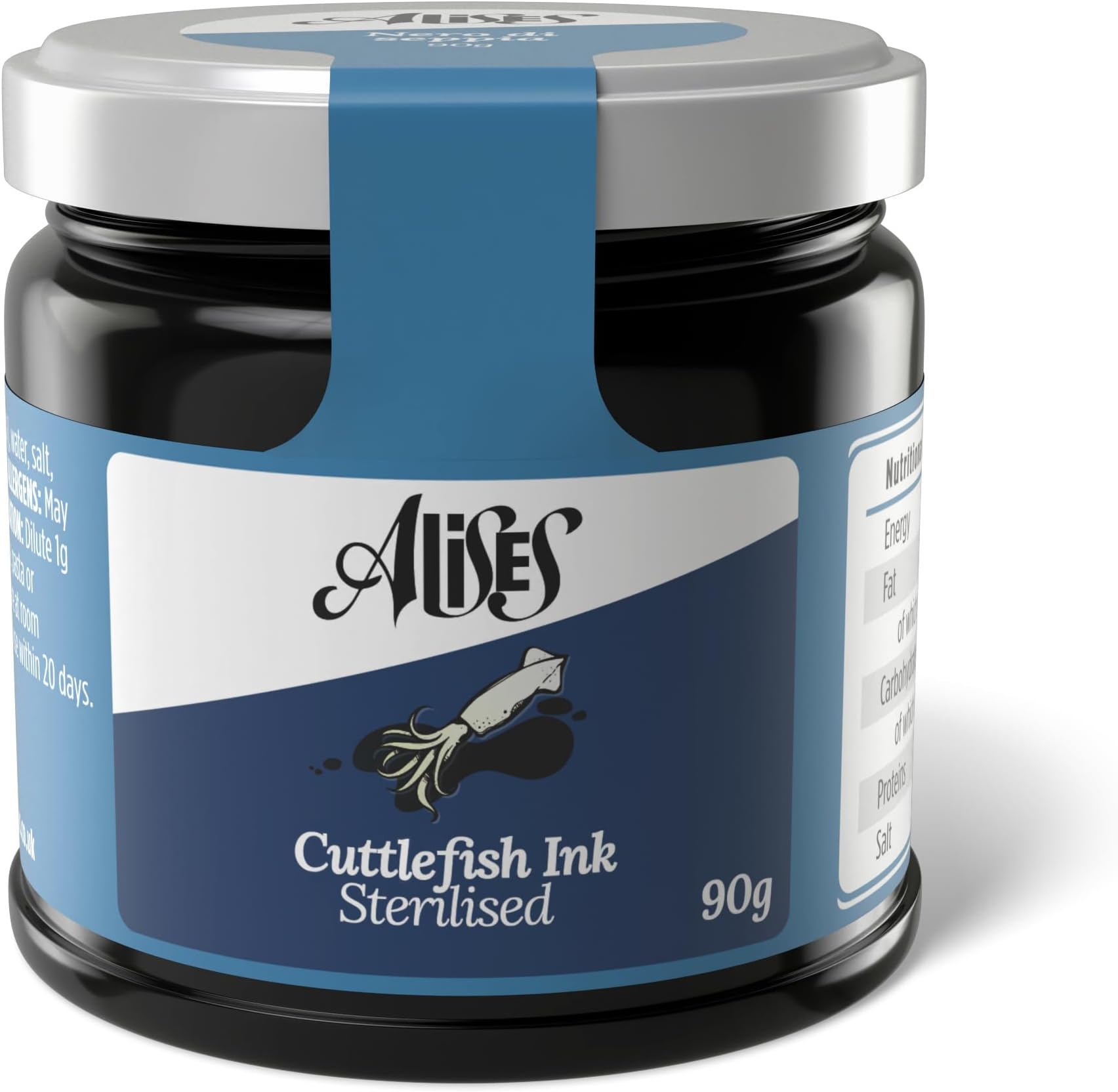 Alises 90g Squid (Cuttlefish) Ink Jar, 90g of ready to eat, edible Ink, nero di seppia