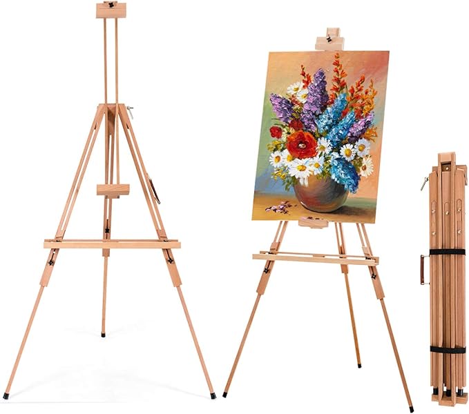 COSTWAY Künstlerischer Ständer, tragbares Dreibeinstativ mit Ablage