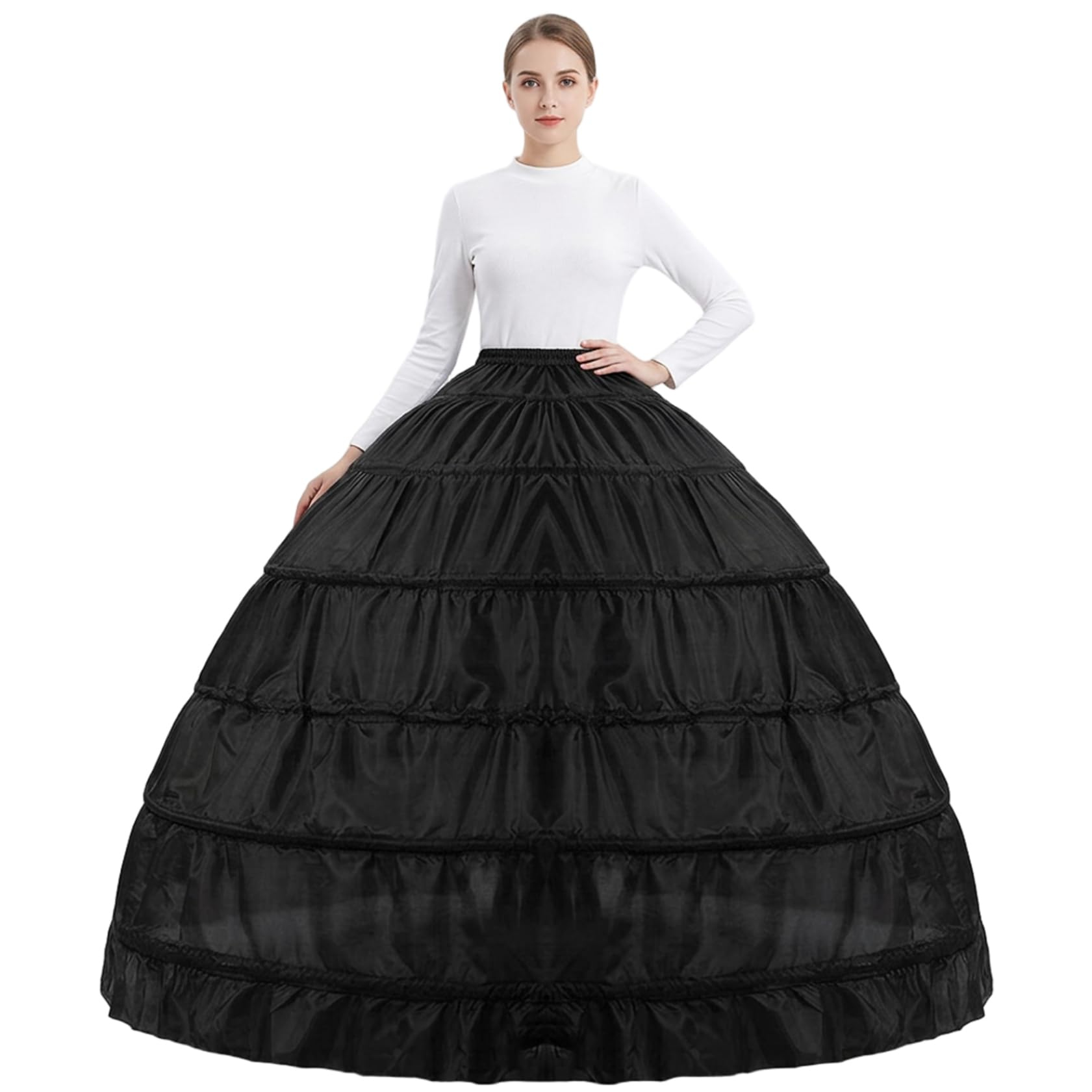 Jupon Crinoline pour Femme, Jupon à 6 cerceaux avec Cadre en Acier pour Une plénitude sous la Robe