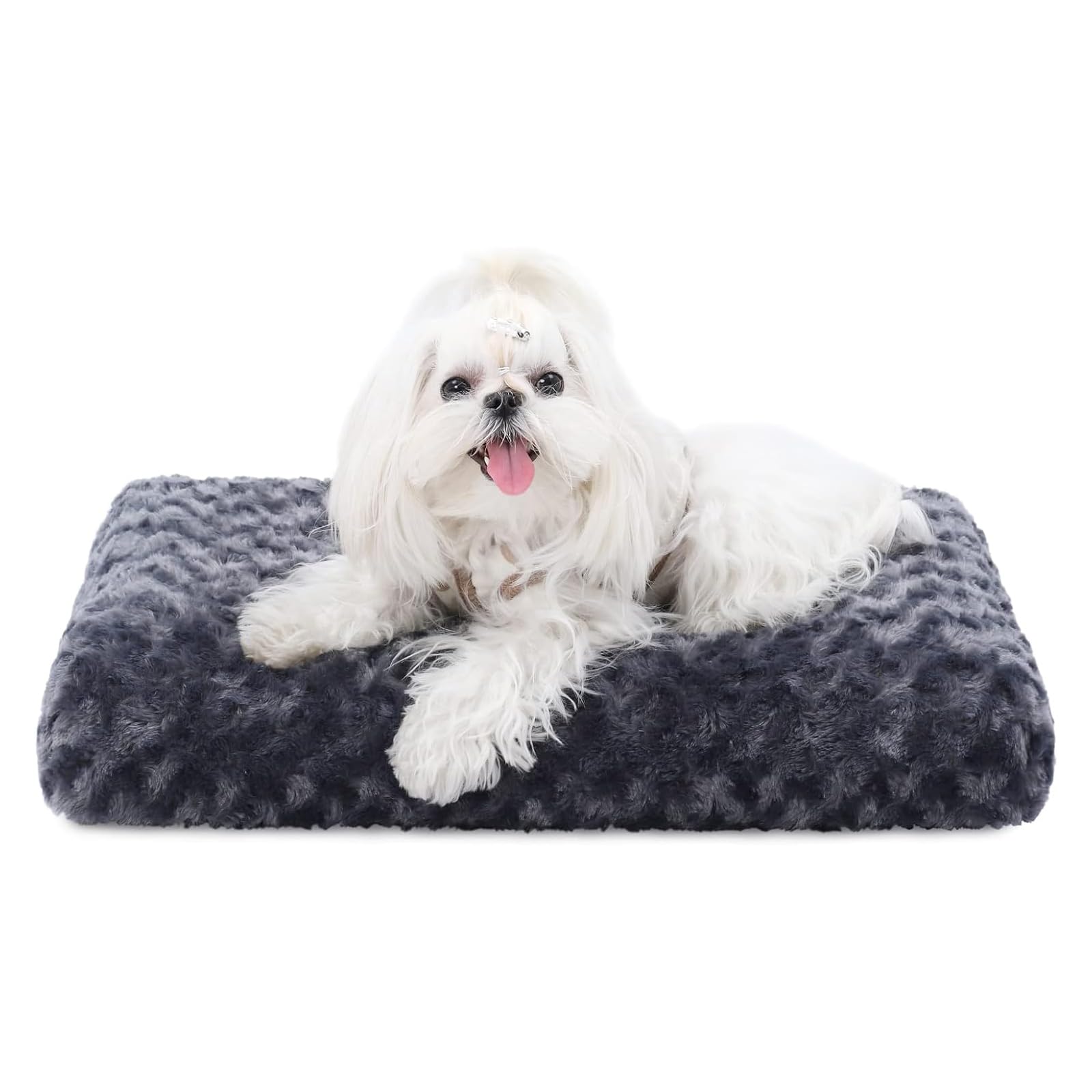 Photo 1 of KSIIA Washable Dog Bed Deluxe Plush Dog Crate Beds Comfy Kennel Pad Anti-Slip Pet Sleeping Mat for Large, Jumbo, Medium, Small Dogs Breeds, 17" x 12", Dark Grey