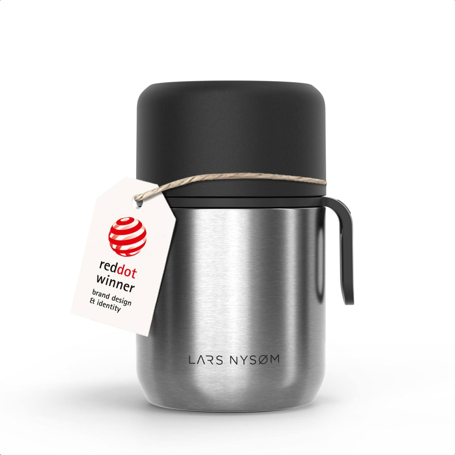 LARS NYSØM Stainless Steel Vacuum Insulated Food Jar - Leakproof Lunch Pot & Lunch Jar for Hot and Cold Food, Wide Mouth Food Jar, Portable Soup Container for Work & Travel (Stainless Steel, 500ml)