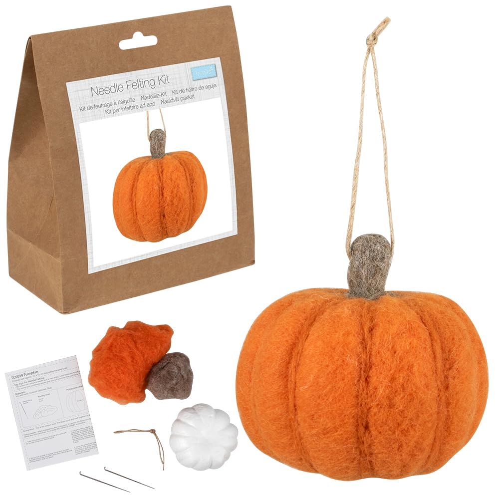 Crafty Capers Multi Halloween Pumpkin | Needle Felting Complete Craft Kit | 10Cm Wide