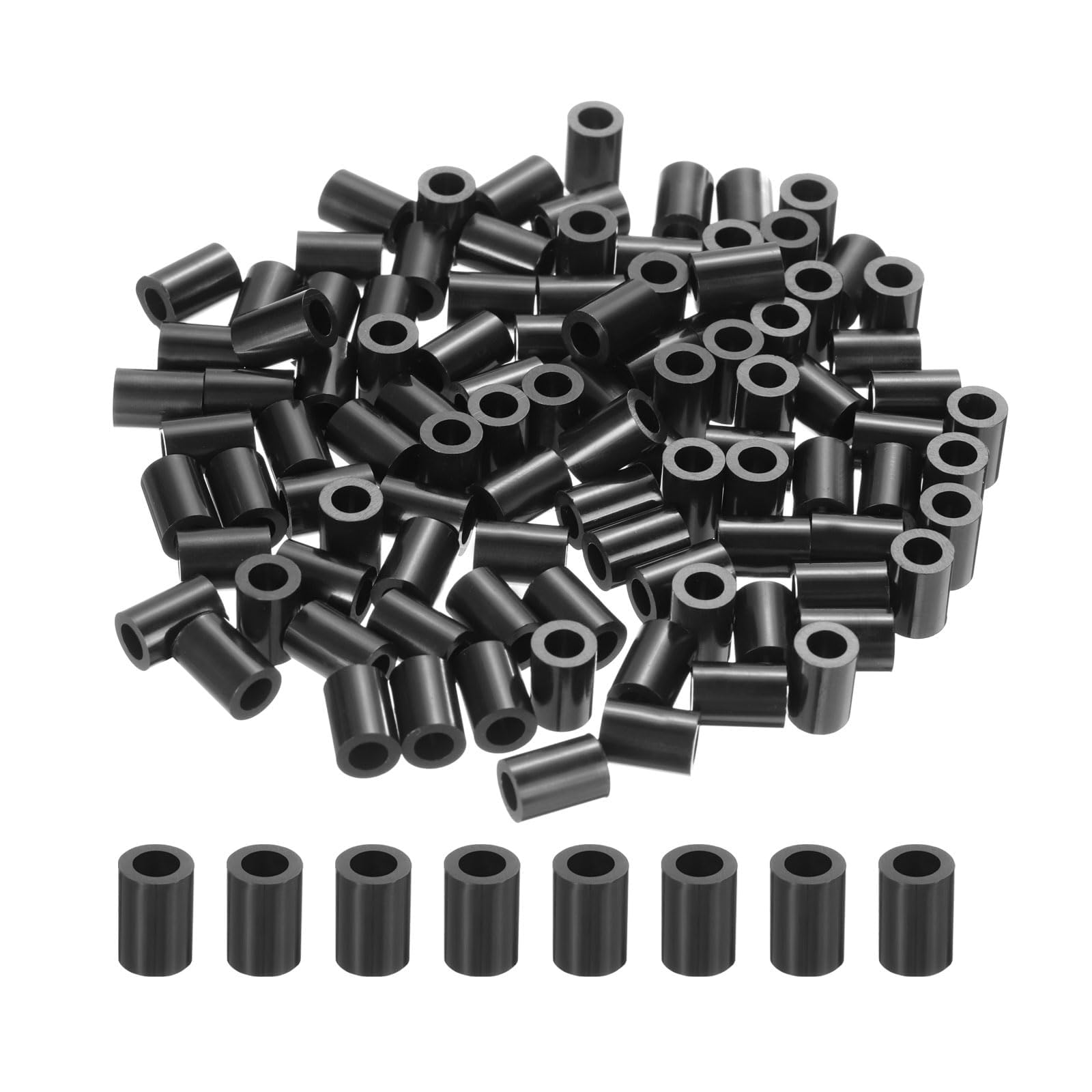 TA-VIGOR 100 Pcs Nylon Spacers Washers, 4mm ID, 7mm OD, 10mm Height Plastic Round Spacer Washers Without Threaded for M4 Screws/Bolts/Electrical Outlet/Switch Receptacle