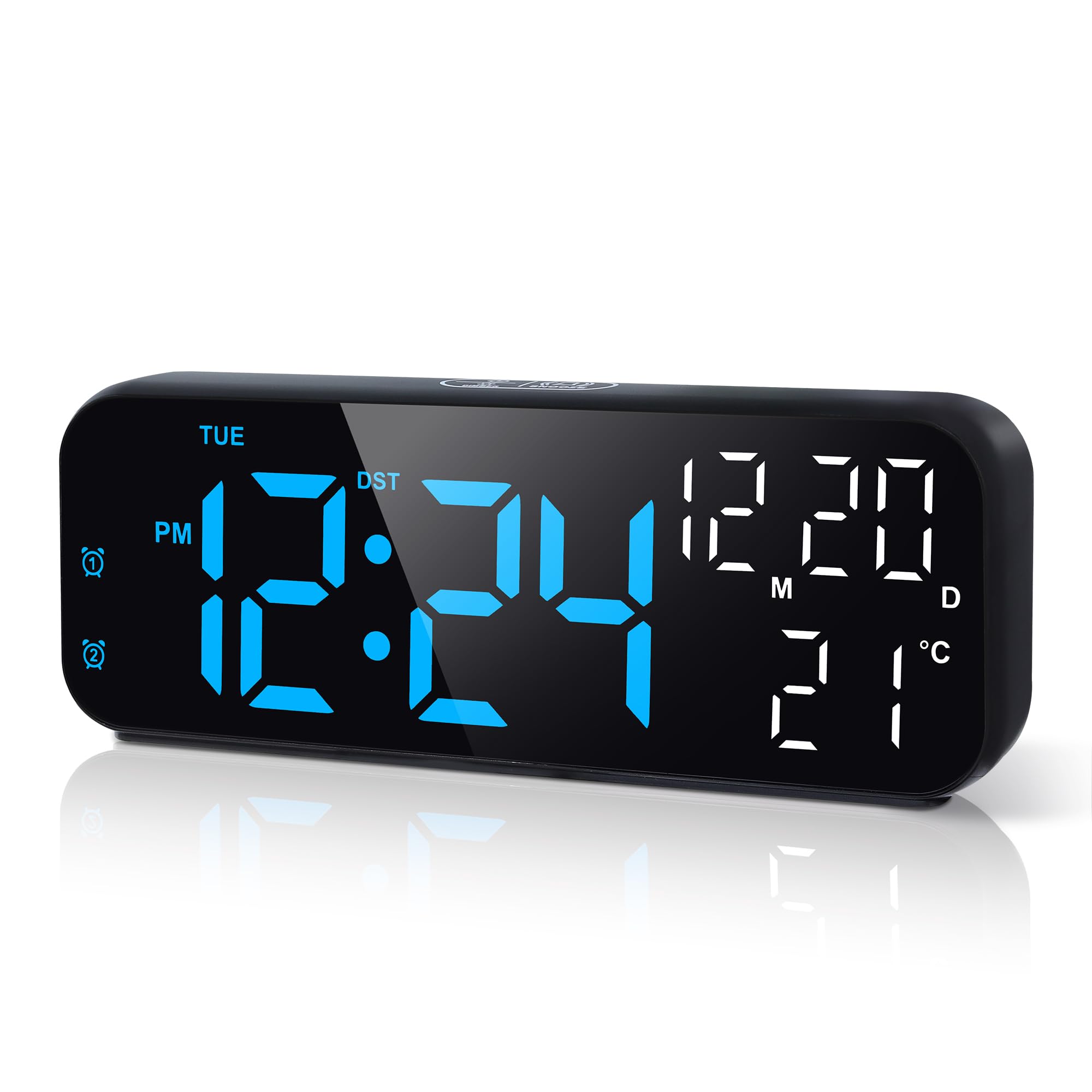 Lafocuse Digitalwecker mit Temperaturanzeige und Snooze-Funktion für Schlafzimmer und Büro Blau  
Lafocuse Digitaluhr mi