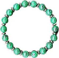 Pulseiras de malaquita natural para mulheres e homens, pulseira elástica feita à mão para ioga, joias de cristal benção de cristal, presentes, Medium, Cristal, Sem Pedra Preciosa