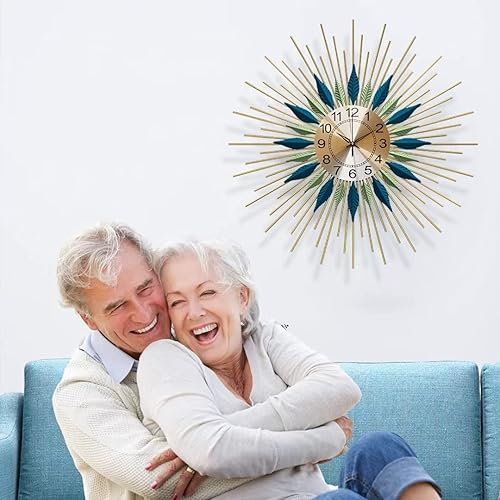 Miniatura 6 de Reloj de pared grande de 24 pulgadas reloj de metal de mediados de siglo diseño moderno único reloj de explosión solar para decoración de sala de