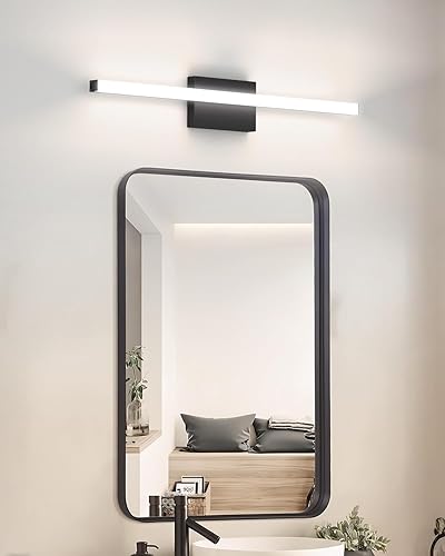Miniatura 6 de Barra de luz LED moderna de 30 pulgadas, 28 W, 2400 lúmenes, 5CCT, regulable, para baño, sobre espejo, con certificación ETL, color negro mate RA85