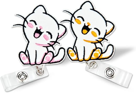 Cute Cat Retractable Badge Holder ID Name Badge Reel with Swivel Alligator Clip