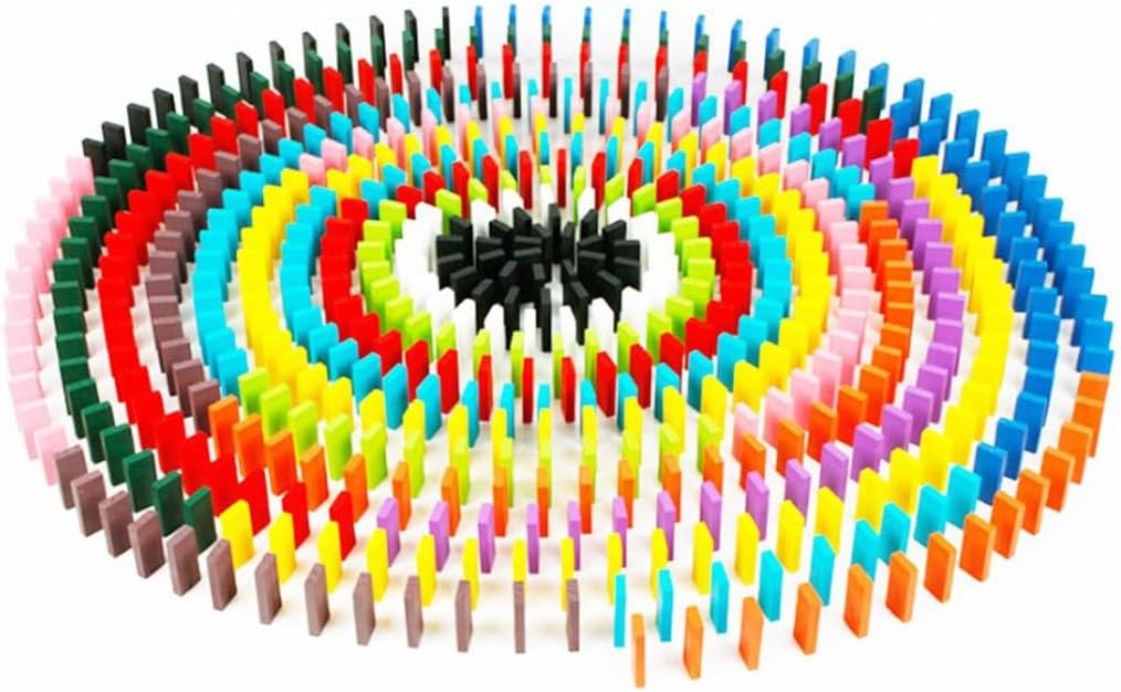 Hammer Ball 12-Color Wooden Domino Blocks for Model Building | Playing & Learning Toys for Kids (Boys & Girls)