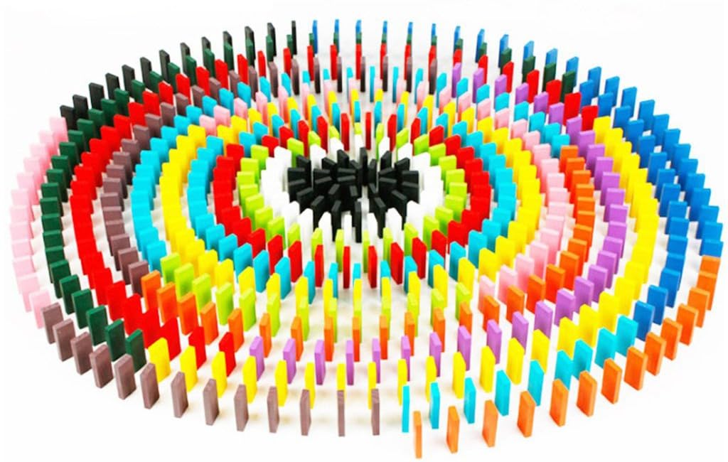 Hammer Ball 12-Color Wooden Domino Blocks for Model Building | Playing & Learning Toys for Kids (Boys & Girls)