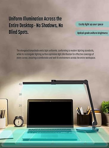 Miniatura 3 de ArchDesk - Lámpara de escritorio de 18.9 pies: luz tenue, blanco cálido y frío, ajustable, antirreflejo, sensor, LED de 10 W, protección ocular,