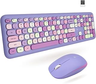 X9 Performance Colorful Keyboard and Mouse Combo - 2.4G Wireless Connectivity - Transform Your Space with a Cute Wireless Keyboard and Mouse Set (110 Keys/18 Shortcuts) - for PC and Chrome - Purple