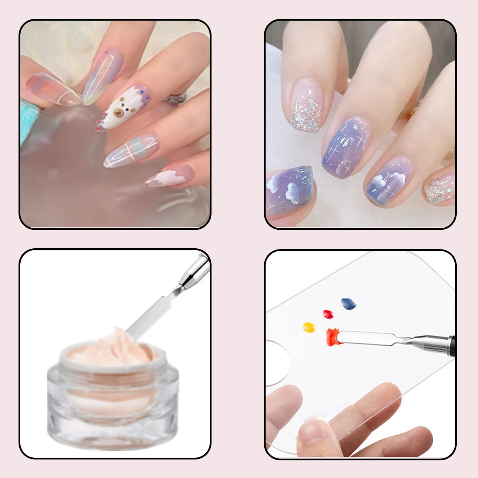 Dual-ended Nail Art Penna,Spazzola per Unghie UV,2 in 1 Nail Art Brush Dual Ended Polygel Spazzola,Accessori Unghie,Strumenti Gel UV Acrilico Unghie Extension Nail